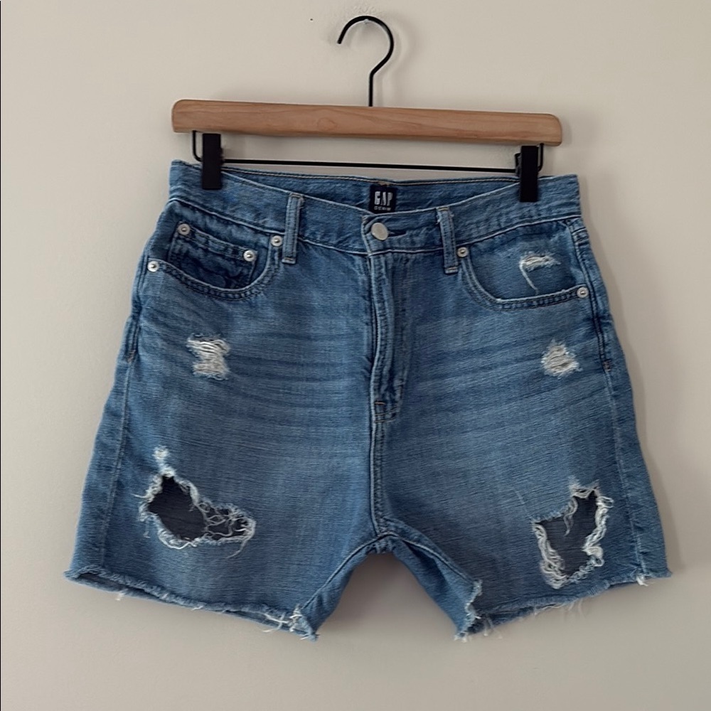 GAP Relaxed‎ Denim Shorts 5” Medium Destroy Jean Shorts Distressed Blue Size 26